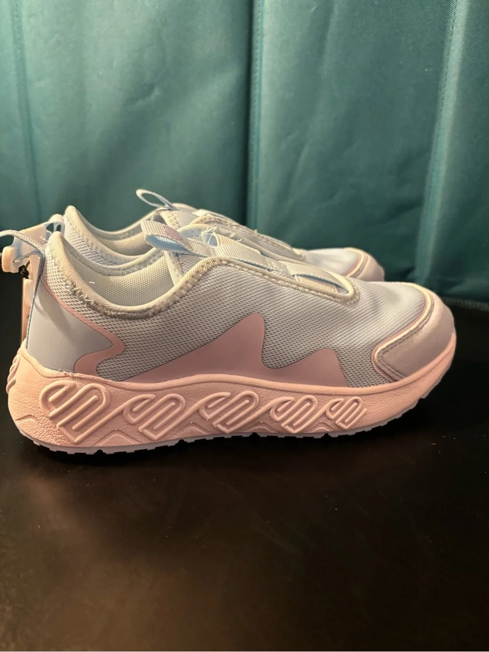 Justice Light Blue Kids Slip-On Sneakers with Pale Lilac Accent